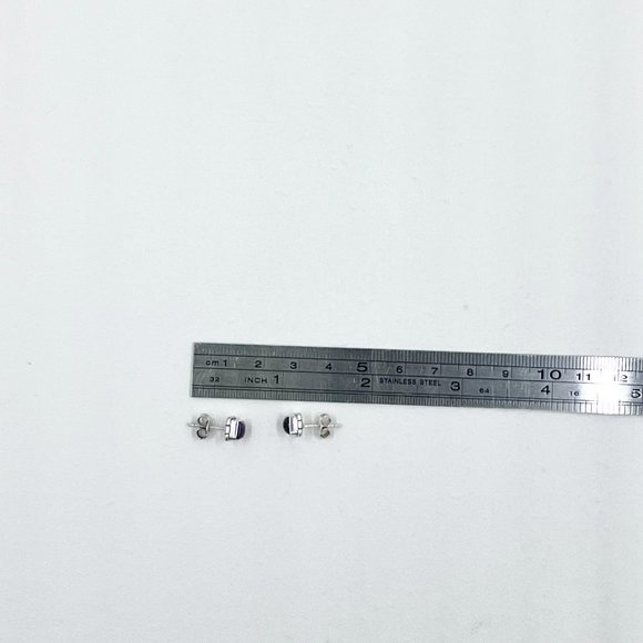 Square Amethyst Sterling Silver Post earrings - Picture 3 of 7